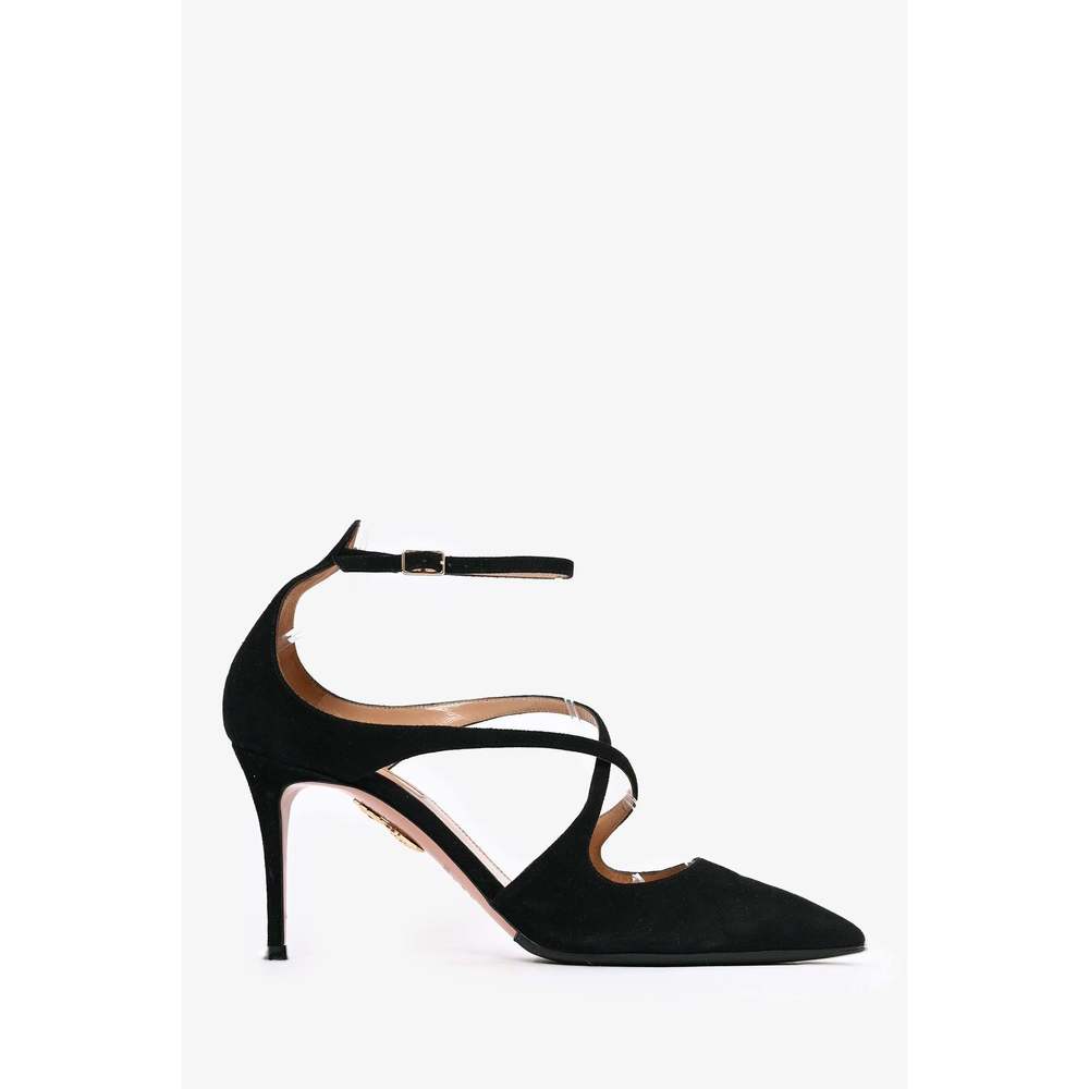 Aquazzura Black Suede Strappy Pointed Toe Pumps Size 38